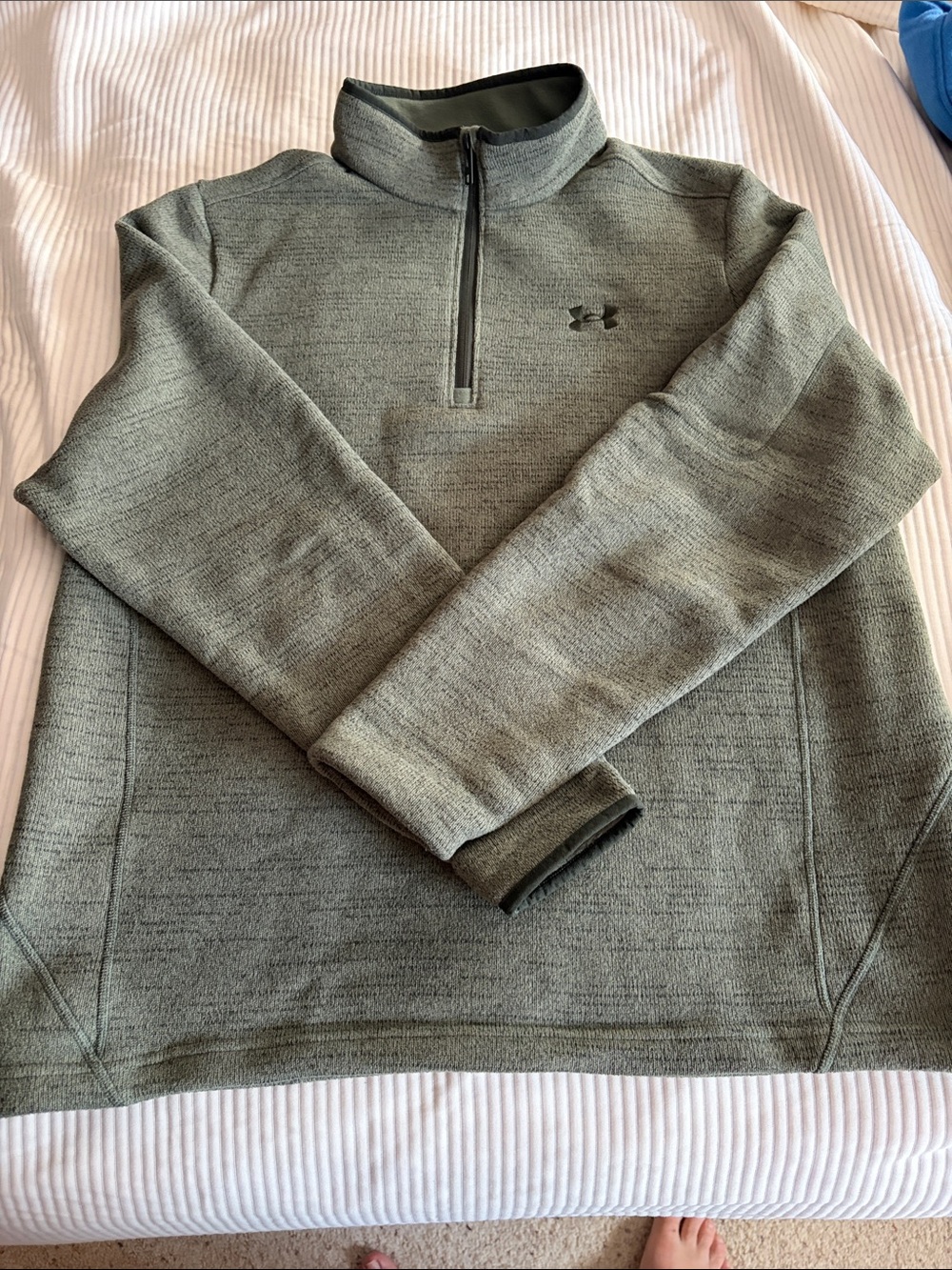 Under Armour Men's Olive Green Quarter- Zip Pullover Sweater